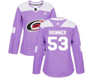 Adidas Carolina Hurricanes #53 Jeff Skinner Purple Authentic Fights Cancer Women's Stitched NHL Jersey