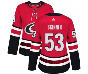 Adidas Carolina Hurricanes #53 Jeff Skinner Red Home Authentic Women's Stitched NHL Jersey