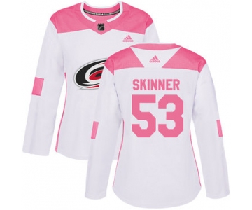 Adidas Carolina Hurricanes #53 Jeff Skinner White Pink Authentic Fashion Women's Stitched NHL Jersey
