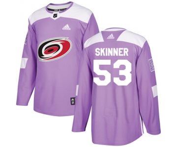 Adidas Hurricanes #53 Jeff Skinner Purple Authentic Fights Cancer Stitched Youth NHL Jersey