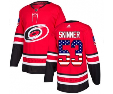 Adidas Hurricanes #53 Jeff Skinner Red Home Authentic USA Flag Stitched NHL Jersey