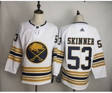 Men's Buffalo Sabres 53 Jeff Skinner White 50th anniversary Adidas Jersey