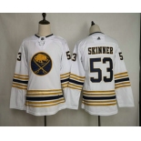 Youth Buffalo Sabres #53 Jeff Skinner White With Gold 50th Anniversary Adidas Stitched NHL Jersey