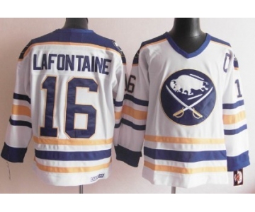 Buffalo Sabres #16 Pat Lafontaine White Throwback CCM Jersey