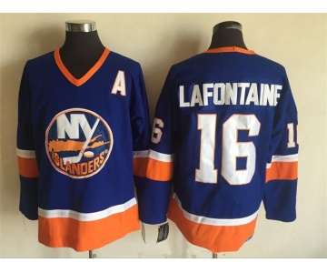 Men's New York Islanders #16 Pat LaFontaine Light Blue 1984-85 CCM Throwback Stitched Vintage Hockey Jersey