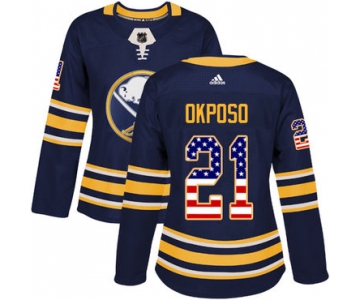 Adidas Buffalo Sabres #21 Kyle Okposo Navy Blue Home Authentic USA Flag Women's Stitched NHL Jersey