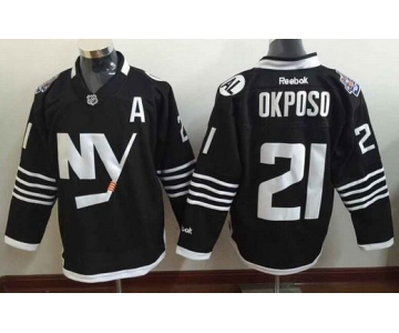 Men's New York Islanders #21 Kyle Okposo 2015 Reebok Black Premier Alternate Jersey