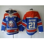 Men's New York Islanders #21 Kyle Okposo Old Time Hockey Light Blue Hoodie