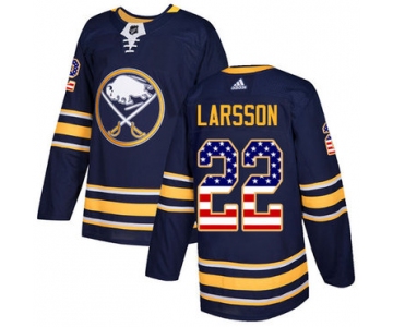 Adidas Sabres #22 Johan Larsson Navy Blue Home Authentic USA Flag Stitched NHL Jersey