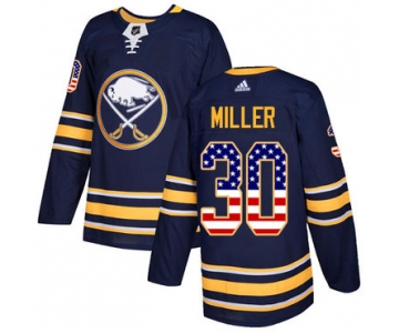 Adidas Sabres #30 Ryan Miller Navy Blue Home Authentic USA Flag Stitched NHL Jersey