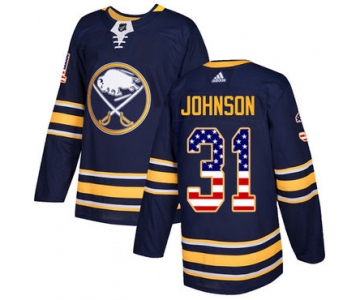 Adidas Sabres #31 Chad Johnson Navy Blue Home Authentic USA Flag Stitched NHL Jersey
