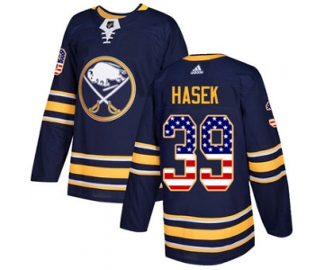 Adidas Sabres #39 Dominik Hasek Navy Blue Home Authentic USA Flag Stitched NHL Jersey