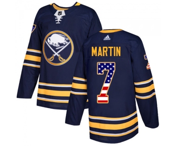 Adidas Sabres #7 Rick Martin Navy Blue Home Authentic USA Flag Stitched NHL Jersey