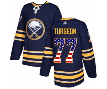Adidas Sabres #77 Pierre Turgeon Navy Blue Home Authentic USA Flag Stitched NHL Jersey
