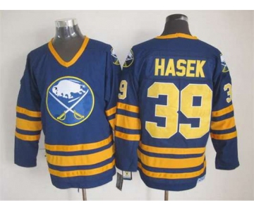 Men's Buffalo Sabres #39 Dominik Hasek 1983-84 Navy Blue CCM Vintage Throwback Jersey