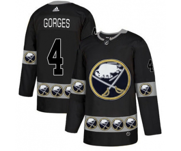 Men's Buffalo Sabres #4 Josh Gorges Black Team Logos Fashion Adidas Jersey