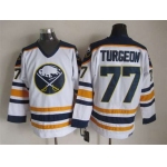 Men's Buffalo Sabres #77 Pierre Turgeon 1983-84 White CCM Vintage Throwback Jersey