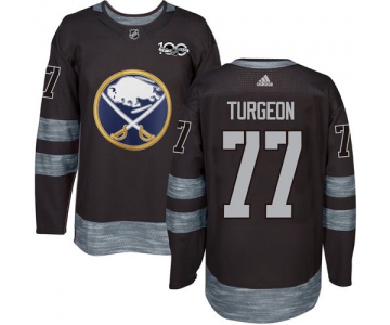 Sabres #77 Pierre Turgeon Black 1917-2017 100th Anniversary Stitched NHL Jersey