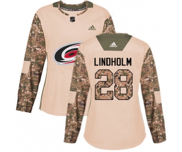 Adidas Carolina Hurricanes #28 Elias Lindholm Camo Authentic 2017 Veterans Day Women's Stitched NHL Jersey