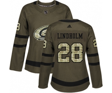 Adidas Carolina Hurricanes #28 Elias Lindholm Green Salute to Service Women's Stitched NHL Jersey