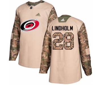 Adidas Hurricanes #28 Elias Lindholm Camo Authentic 2017 Veterans Day Stitched NHL Jersey