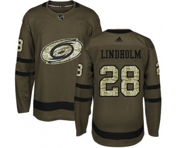 Adidas Hurricanes #28 Elias Lindholm Green Salute to Service Stitched Youth NHL Jersey