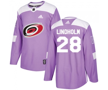 Adidas Hurricanes #28 Elias Lindholm Purple Authentic Fights Cancer Stitched NHL Jersey