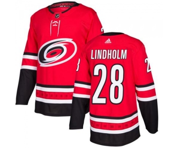 Adidas Hurricanes #28 Elias Lindholm Red Home Authentic Stitched NHL Jersey