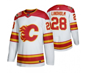 Men's Calgary Flames #28 Elias Lindholm 2019 Heritage Classic Authentic White Jersey