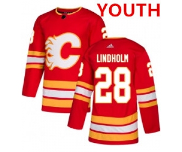 Youth Calgary Flames #28 Elias Lindholm Red Alternate Adidas Stitched NHL Jersey