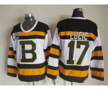 Boston Bruins #17 Milan Lucic White 75TH Throwback CCM Jersey