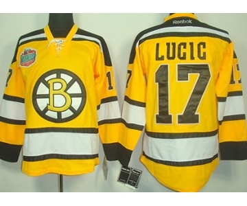 Boston Bruins #17 Milan Lucic Yellow Jersey