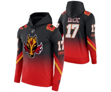 Calgary Flames #17 Milan Lucic Adidas Reverse Retro Pullover Hoodie Black