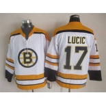 Men's Boston Bruins #17 Milan Lucic 2007-08 White CCM Vintage Throwback Jersey