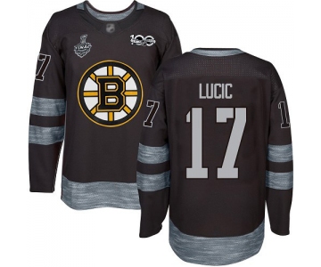 Men's Boston Bruins #17 Milan Lucic Black 1917-2017 100th Anniversary 2019 Stanley Cup Final Bound Stitched Hockey Jersey