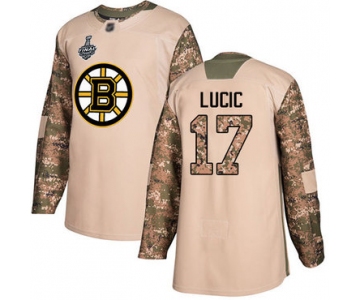Men's Boston Bruins #17 Milan Lucic Camo Authentic 2017 Veterans Day 2019 Stanley Cup Final Bound Stitched Hockey Jersey