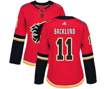 Adidas Calgary Flames #11 Mikael Backlund Red Home Authentic Women's Stitched NHL Jersey