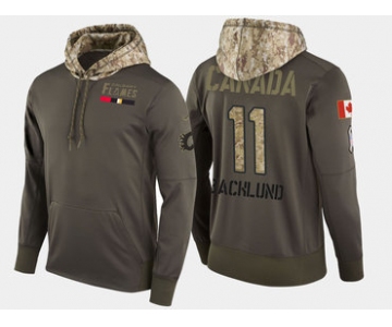 Nike Calgary Flames 11 Mikael Backlund Olive Salute To Service Pullover Hoodie