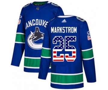 Adidas Canucks #25 Jacob Markstrom Blue Home Authentic USA Flag Stitched NHL Jersey