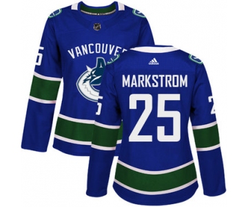 Adidas Vancouver Canucks #25 Jacob Markstrom Blue Home Authentic Women's Stitched NHL Jersey