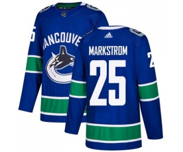 Adidas Vancouver Canucks #25 Jacob Markstrom Blue Home Authentic Youth Stitched NHL Jersey