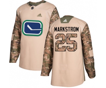 Adidas Vancouver Canucks #25 Jacob Markstrom Camo Authentic 2017 Veterans Day Youth Stitched NHL Jersey