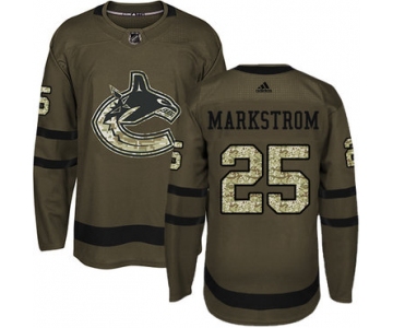 Adidas Vancouver Canucks #25 Jacob Markstrom Green Salute to Service Youth Stitched NHL Jersey