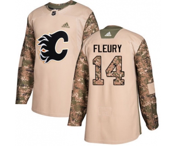 Adidas Flames #14 Theoren Fleury Camo Authentic 2017 Veterans Day Stitched NHL Jersey