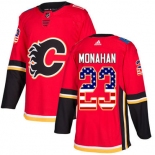 Adidas Flames #23 Sean Monahan Red Home Authentic USA Flag Stitched NHL Jersey