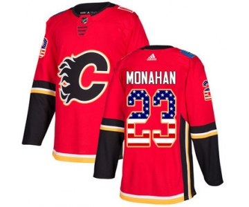 Adidas Flames #23 Sean Monahan Red Home Authentic USA Flag Stitched NHL Jersey