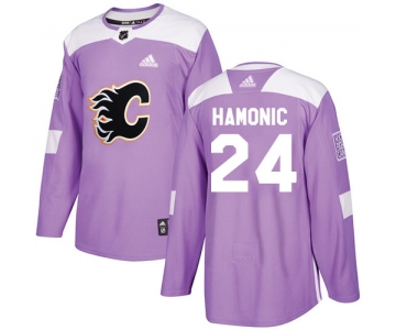 Adidas Flames #24 Travis Hamonic Purple Authentic Fights Cancer Stitched NHL Jersey