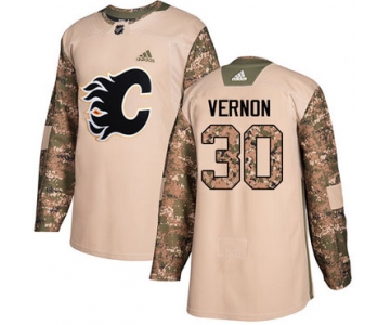 Adidas Flames #30 Mike Vernon Camo Authentic 2017 Veterans Day Stitched NHL Jersey