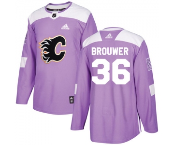 Adidas Flames #36 Troy Brouwer Purple Authentic Fights Cancer Stitched NHL Jersey