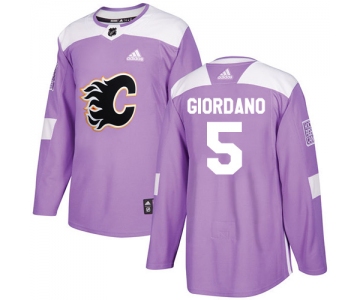 Adidas Flames #5 Mark Giordano Purple Authentic Fights Cancer Stitched NHL Jersey